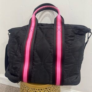 Saint + Sophia London Black & Pink Quilted Tote with Sporty Straps